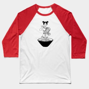 Skeleton Girl Ramen Noodles Baseball T-Shirt